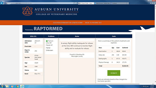 Screen shot of the RAPTORMED program