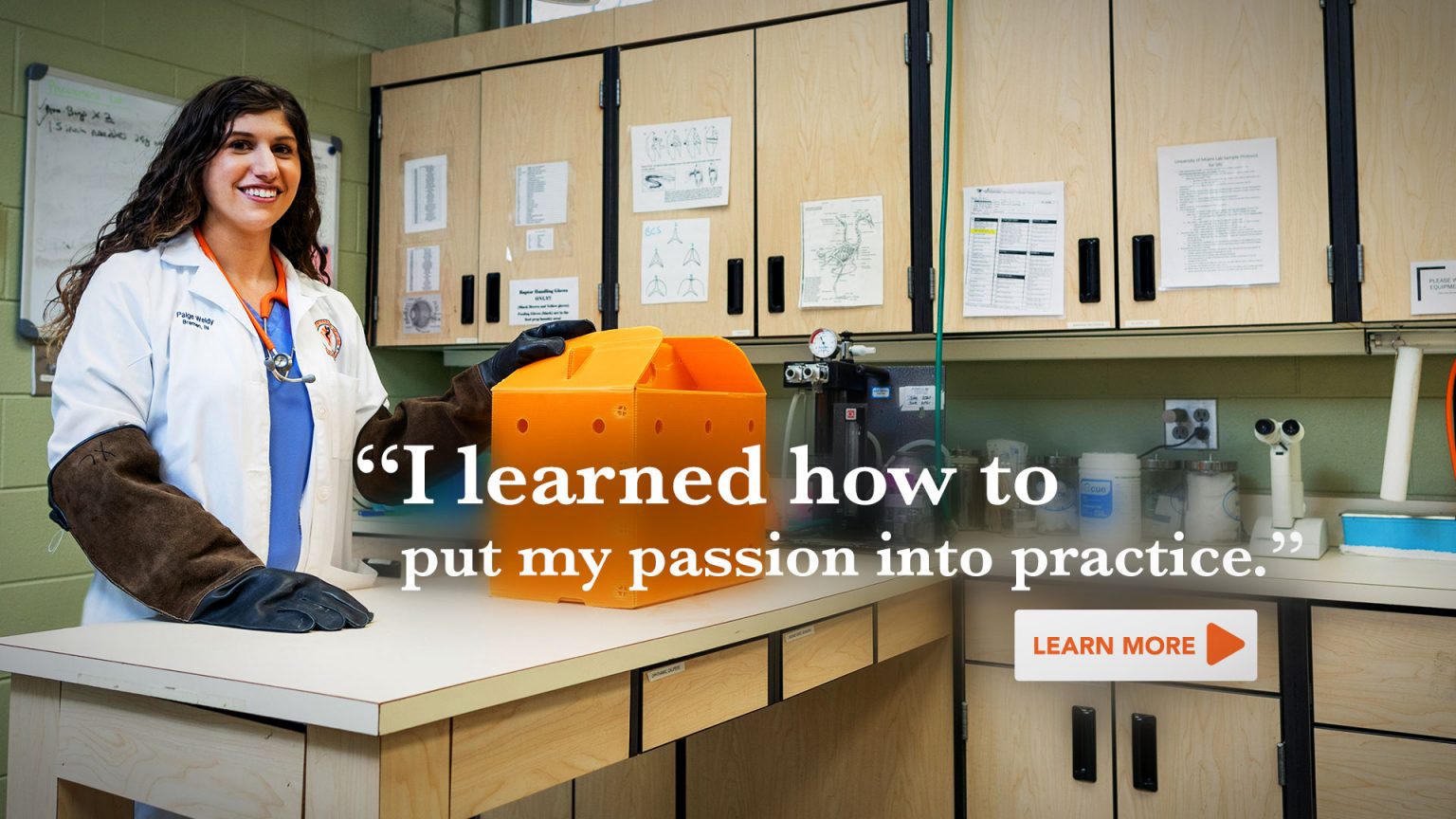 Student in raptor exam room