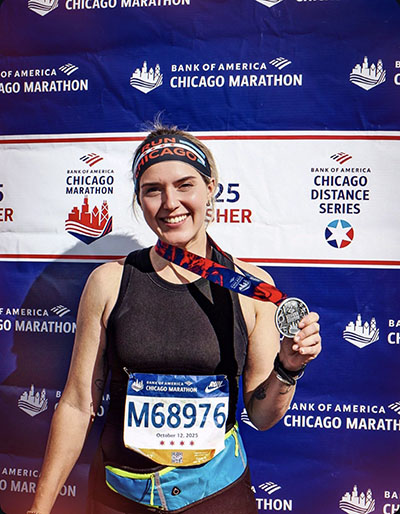 Jamie Johnson holding medal